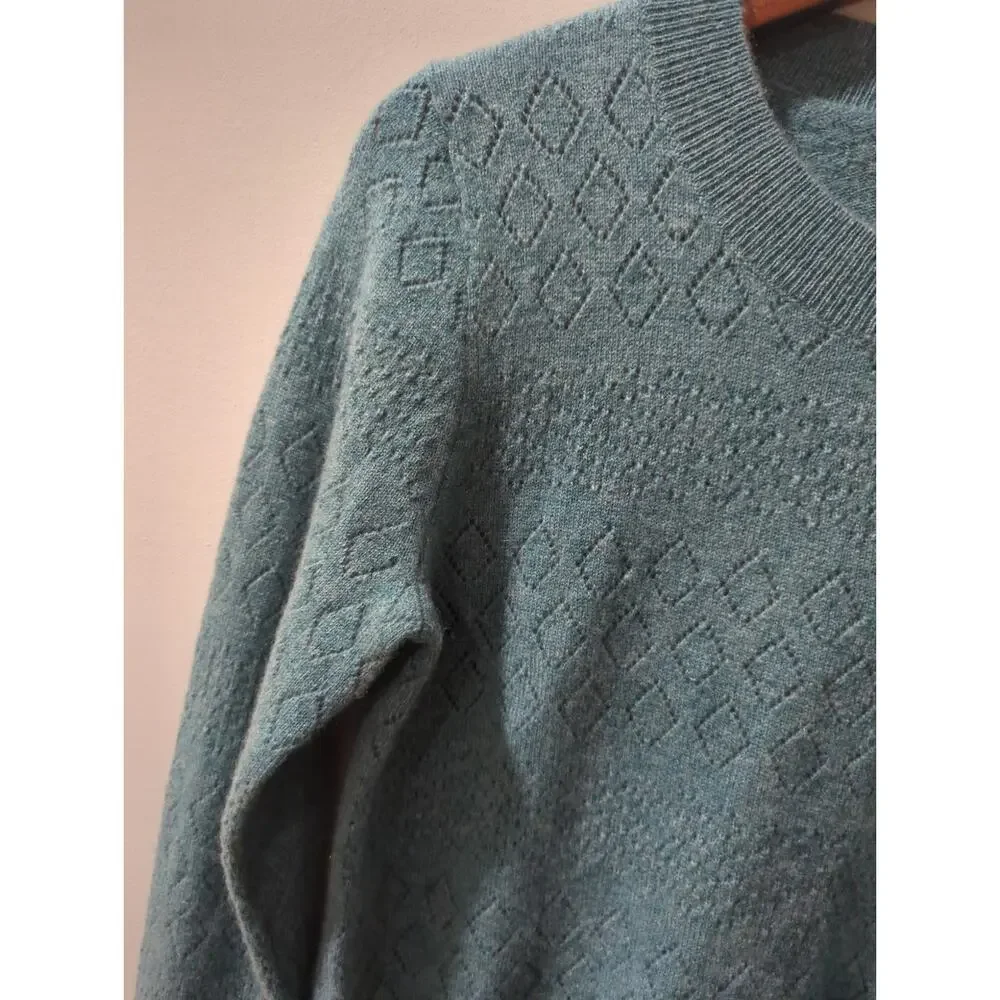 J Crew 100% Cashmere Crewneck Pointelle Sweater NWT - Picture 5 of 5